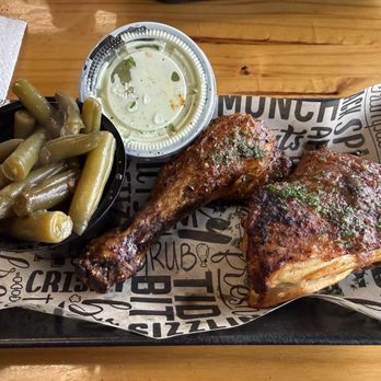 Rockin' Chicken - 1/4 grilled chicken meal w/side of green beans. Cilantro ranch. - Tex-Mex Near Me - Evansville, Indiana Rockin' Chicken - 1/4 grilled chicken meal w/side of green beans. Cilantro ranch. - Tex-Mex Near Me - Evansville, Indiana
