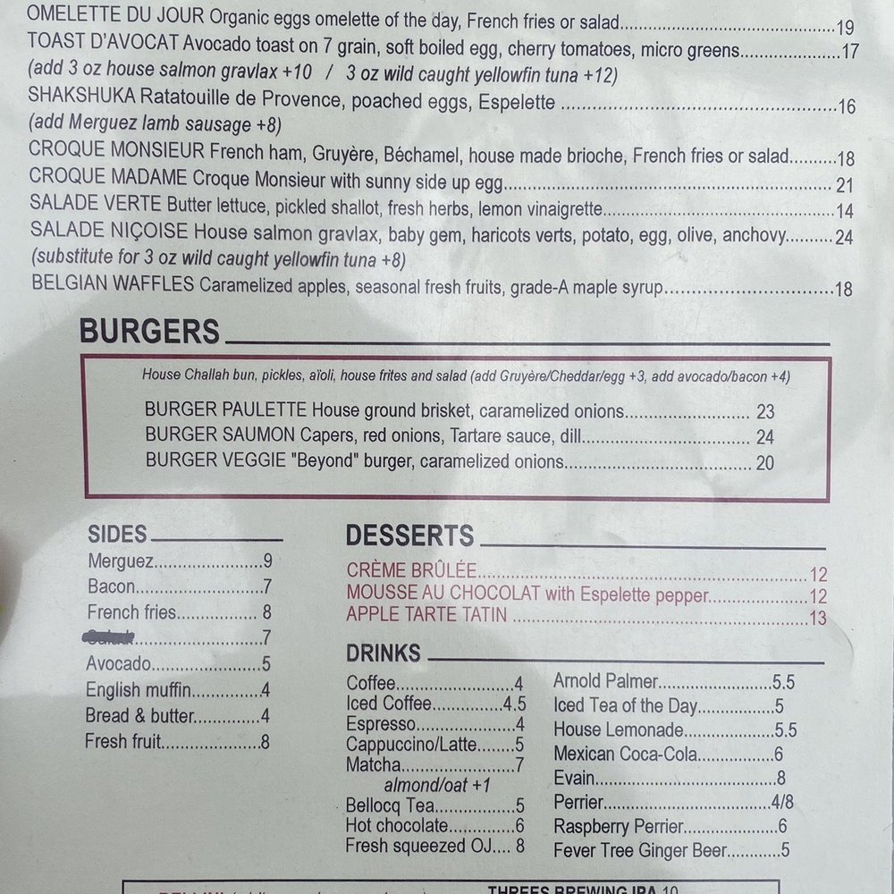 Café Paulette - Brunch Menu - French Near Me - Brooklyn, New York Café Paulette - Brunch Menu - French Near Me - Brooklyn, New York