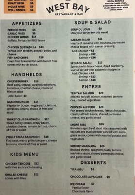 Menu photo 2 West Bay Restaurant & Bar Burlingame, CA Menu photo 2 West Bay Restaurant & Bar Burlingame, CA