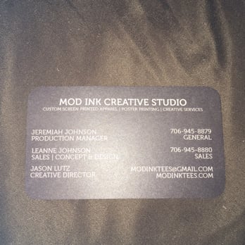 Mod Ink - Business card - Screen Printing/T-Shirt Printing Near Me - Augusta, Georgia