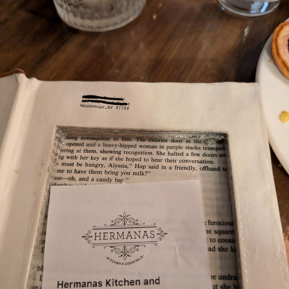 Hermanas Kitchen and Cocktails - Cute receipt holder - Cocktail Bars Near Me - Lindenhurst, New York Hermanas Kitchen and Cocktails - Cute receipt holder - Cocktail Bars Near Me - Lindenhurst, New York