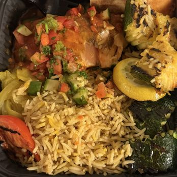 Baboush - Grilled Salmon, Rice and Veggie dish! - Moroccan Near Me - Dallas, Texas