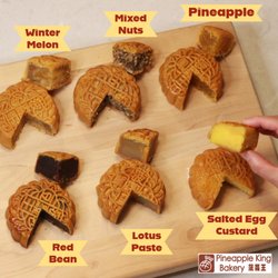 A delicious assortment of mooncakes in a variety of delightful flavors.