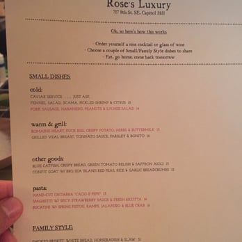 Rose's Luxury - Their current menu. As of July 2 2016 - New American Near Me - Washington, DC, District of Columbia Rose's Luxury - Their current menu. As of July 2 2016 - New American Near Me - Washington, DC, District of Columbia