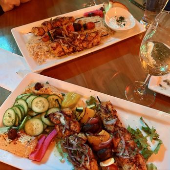 Greek Bistro - Chicken kabobs, grilled veggies, rice, and humus - Greek Near Me - Glendale, California Greek Bistro - Chicken kabobs, grilled veggies, rice, and humus - Greek Near Me - Glendale, California
