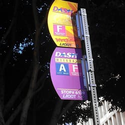DASH - Bright colored signs at the DASH stops