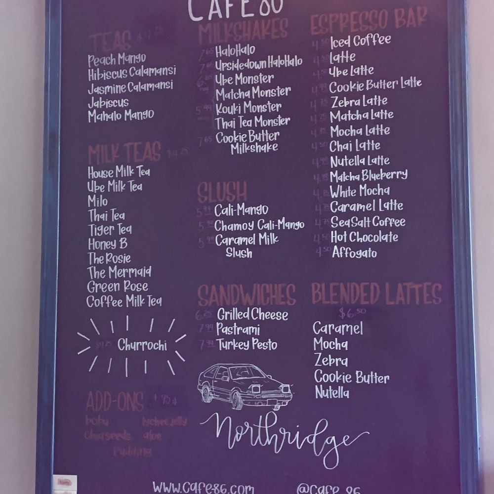 Cafe 86 - Menu - Cafes Near Me - Northridge, California