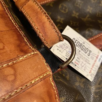 Georgio's - Black patch repair from a broken strap - Leather Goods Near Me - Fresno, California Georgio's - Black patch repair from a broken strap - Leather Goods Near Me - Fresno, California