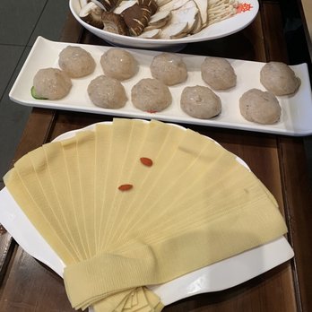Lao Ma Tou Hot Pot - From Top to Bottom: Mushroom Combo, Handmade Shrimp Ball, Tofu Skin - Hot Pot Near Me - Irvine, California Lao Ma Tou Hot Pot - From Top to Bottom: Mushroom Combo, Handmade Shrimp Ball, Tofu Skin - Hot Pot Near Me - Irvine, California