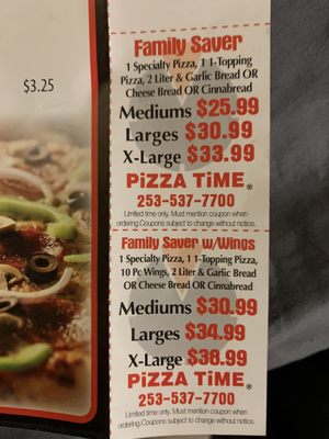 Menu photo 2 Pizza Time Spanaway, WA Menu photo 2 Pizza Time Spanaway, WA