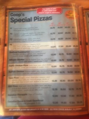Menu photo 3 Coop's Pizza Hayward, WI Menu photo 3 Coop's Pizza Hayward, WI