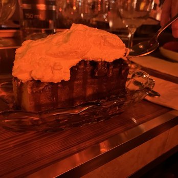 Shaker’s Club - Dessert. Cornbread Bread Pudding with pecans and whipped sour cream. - Korean Near Me - Toronto, Ontario