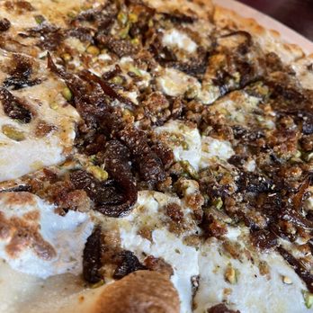 Mondo - The specialty sausage pizza with pistachio, onions, garlic cream sauce .... So good. - Pizza Near Me - Middletown, Connecticut Mondo - The specialty sausage pizza with pistachio, onions, garlic cream sauce .... So good. - Pizza Near Me - Middletown, Connecticut