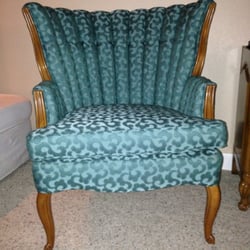 San Luis Custom Upholstery - Wing back chair reupholstered,  with an almost perfect match on materials. Thanks Steven. I am so pleased!