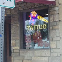 Depot Town Tattoo - Outside sign.