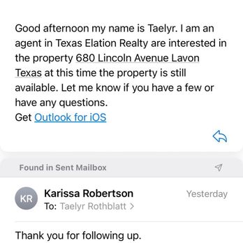 Texas Elation Realty - My response to Taelyr on 07/23 stating we were no longer interested after Kelsie failed to respond on 07/17. - Property Management Near Me Texas Elation Realty - My response to Taelyr on 07/23 stating we were no longer interested after Kelsie failed to respond on 07/17. - Property Management Near Me