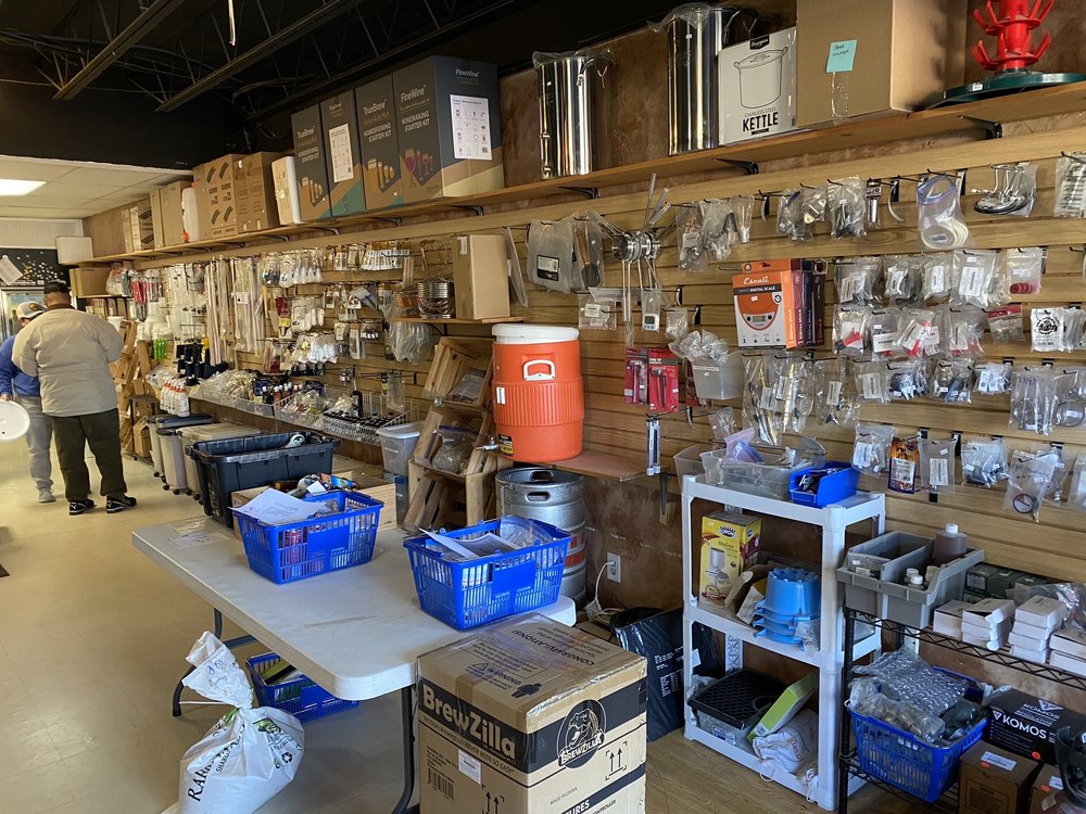 Home brew section of Grape and Grain, attached to Shoeless Brewing Yelp