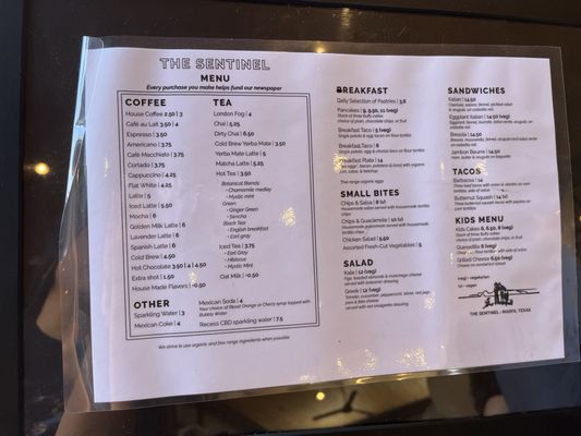 Menu photo 8 The Sentinel Marfa Marfa, TX Menu photo 8 The Sentinel Marfa Marfa, TX