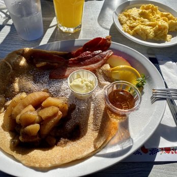 Paula's Pancake House - Danish pancake combination with warm cinnamon apple - Breakfast & Brunch Near Me - Solvang, California Paula's Pancake House - Danish pancake combination with warm cinnamon apple - Breakfast & Brunch Near Me - Solvang, California