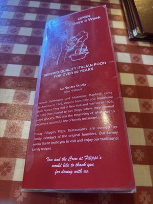 Menu photo 1 Filippi's Pizza Grotto Napa, CA
