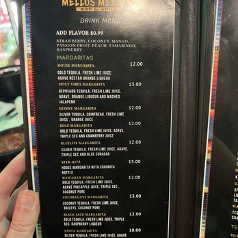 Mellos Mexican Bar Grill - Drink menu - Mexican Near Me - Leominster, Massachusetts