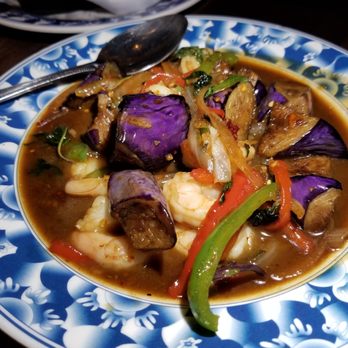 Le Thai - Spicy Eggplant ($13) w/ shrimp (+$2). Pretty dang good. - Thai Near Me - Las Vegas, Nevada