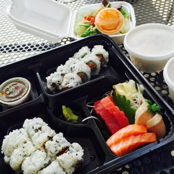Sapporo Sushi - 3 item combo for $14. Spicy tuna roll - salmon roll - mixed sashimi - soup - salad - rice - Japanese Near Me - Long Beach, California Sapporo Sushi - 3 item combo for $14. Spicy tuna roll - salmon roll - mixed sashimi - soup - salad - rice - Japanese Near Me - Long Beach, California