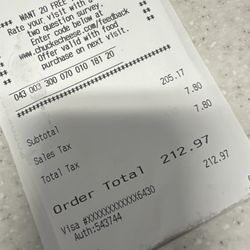 Chuck E. Cheese - Receipt