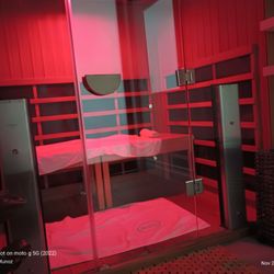 REJUV Aesthetics & Wellness - Carlsbad - Private infrared sauna. The cleanest and hottest sauna I've been in, this alone is worth the membership price!