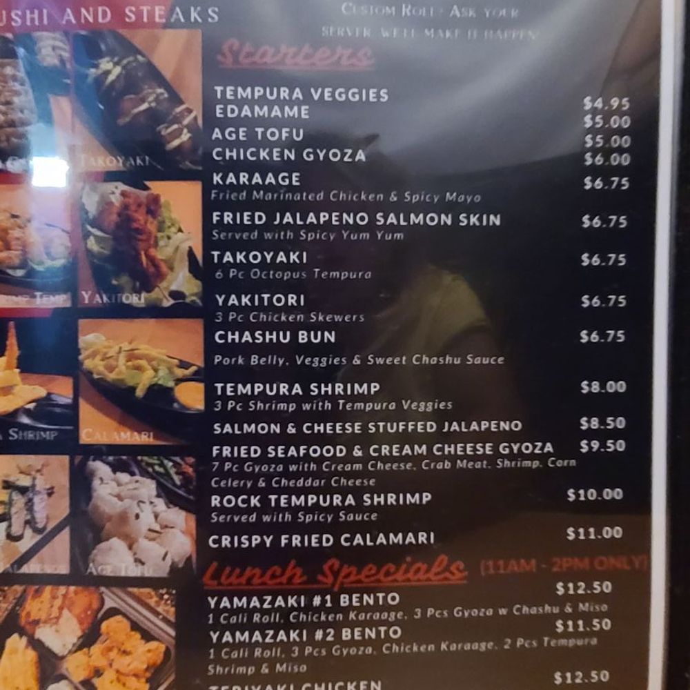 Yamazaki Sushi & Steaks - Menu - Sushi Bars Near Me - Bremerton, Washington Yamazaki Sushi & Steaks - Menu - Sushi Bars Near Me - Bremerton, Washington