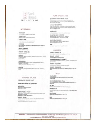 Menu photo 2 Back Home Restaurant and Bar Greenacres, FL
