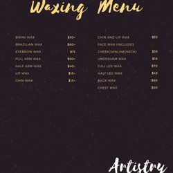 Artistry Hair & Body Salon - Waxing Services Menu