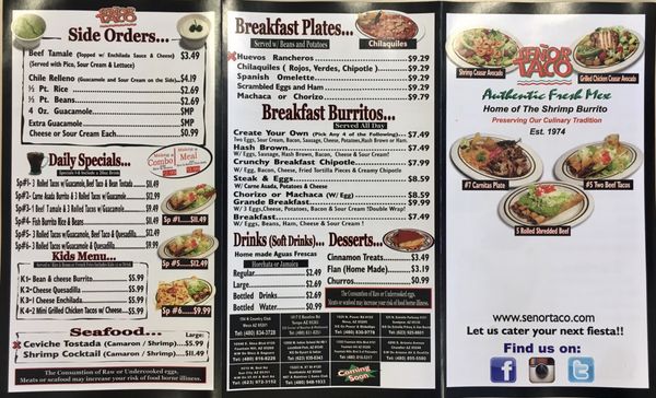 Menu photo 1 Senor Taco Sun City West, AZ