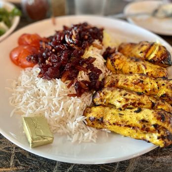 Kasra Persian Grill - Chicken Barg with cranberry rice - Persian/Iranian Near Me - Houston, Texas Kasra Persian Grill - Chicken Barg with cranberry rice - Persian/Iranian Near Me - Houston, Texas