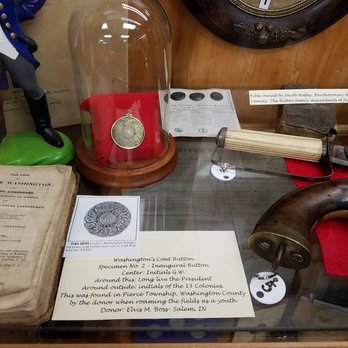 Stevens Memorial Museum - 1st Presidential Inauguration button for George Washington found on a local farm - Museums Near Me - Salem, Indiana
