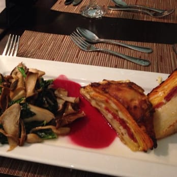 Eclipse Kitchen & Bar - Vegetarian root vegetable gratin with cranberry sauce- yum yum yum! - New American Near Me - San Francisco, California Eclipse Kitchen & Bar - Vegetarian root vegetable gratin with cranberry sauce- yum yum yum! - New American Near Me - San Francisco, California