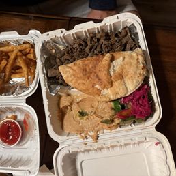 * Beef Shawarma Plate *Spicy Hummus *Mediterranean Salad * French Fries * Beef Shawarma Plate *Spicy Hummus *Mediterranean Salad * French Fries