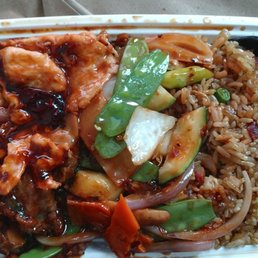 Chicken and beef, Hunan style. Lunch special with pork fried rice $10