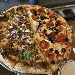 Amazing pizza. Finished with a lemon olive oil glaze