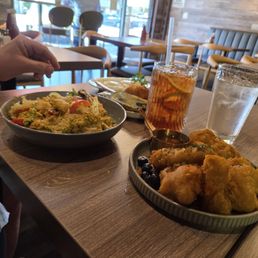 Seafood curry calamari and ice tea Seafood curry calamari and ice tea
