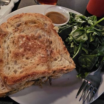 Spacebar - #2 regular grilled cheese with pulled bbq and a side of spinach salad. - Bars Near Me - Falls Church, Virginia Spacebar - #2 regular grilled cheese with pulled bbq and a side of spinach salad. - Bars Near Me - Falls Church, Virginia