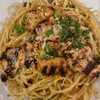 The Brick Kitchen + Lounge - Garlic noodles with chicken. - Beer Bar Near Me - Renton, Washington The Brick Kitchen + Lounge - Garlic noodles with chicken. - Beer Bar Near Me - Renton, Washington