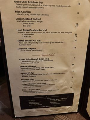 Menu photo 3 Juniper Steakhouse Bernalillo, NM