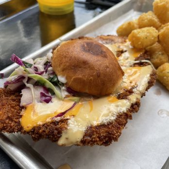 Pym Test Kitchen - Chicken sandwich. Yummy slaw - Coffee & Tea Near Me - Anaheim, California