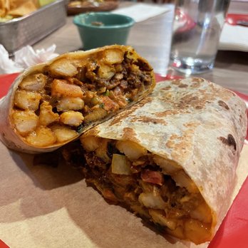 D'Poly Taco Grill & Beer - Modified Lineman Burrito. Got Al Pastor instead of Carne Asada - Mexican Near Me - El Centro, California