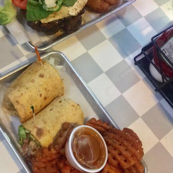 Johnny Huston's - Bang bang shrimp wrap with bottomless sweet fries - Seafood Near Me - Navarre, Florida Johnny Huston's - Bang bang shrimp wrap with bottomless sweet fries - Seafood Near Me - Navarre, Florida