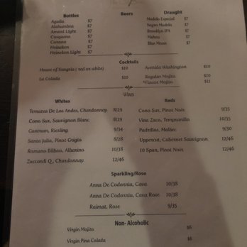The Cuban - Drink menu. Many mojito flavors available - Cuban Near Me - Hoboken, New Jersey