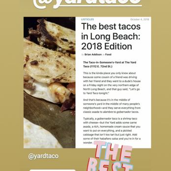 The Yard Taco - Thanks for showing love and support.  "Where family and friends come together".  TheYardTaco.     @longbeacheventsandfood#besttacos#yelp - Mexican Near Me - Long Beach, California