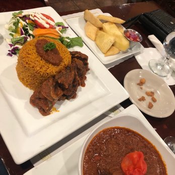 African Palace Restaurant & Bar - Beef stew, jellof rice, fried yam - African Near Me - Gaithersburg, Maryland