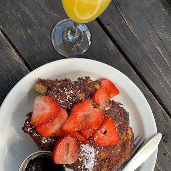 Fratelli Cafe - Delicious Classic French Toast paired with a yummy mimosa! Definitely recommend! Thanks to Yaron for the friendly service! - Coffee & Tea Near Me - Los Angeles, California